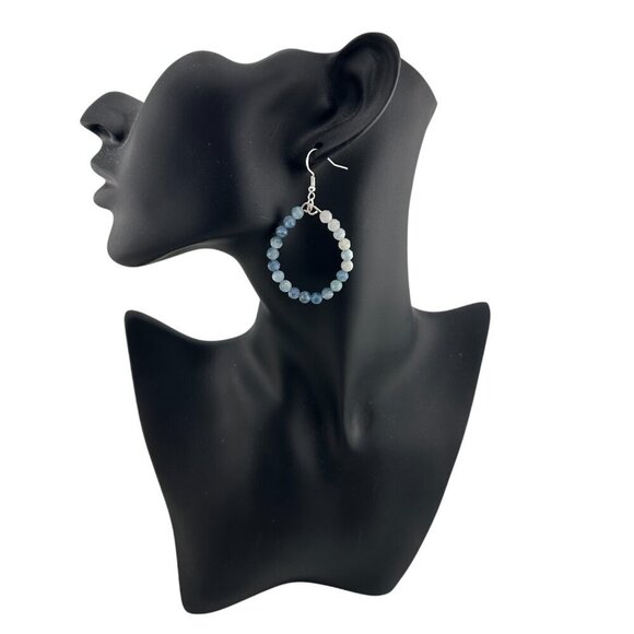 Natural Faceted Aquamarine Ombre Earrings Argentenium Silver 935 Stamped NWT - Picture 3 of 7